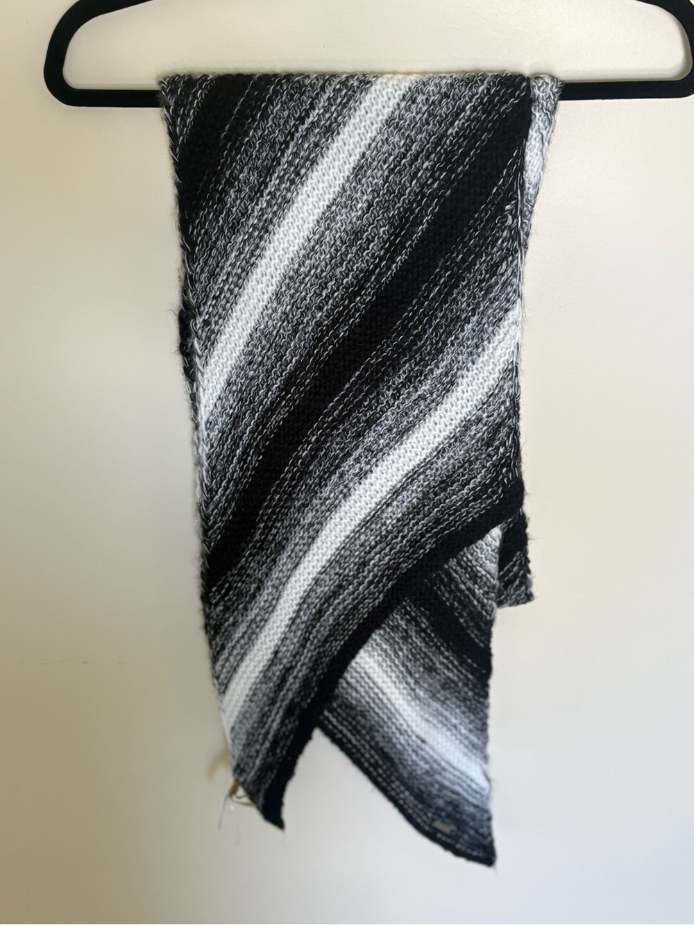 Calvin Klein Black, Gray & Cream Striped Knit Wrap Scarf